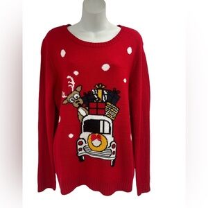 Red Christmas Sweater XL Extra Large Reindeer Ugly Christmas Sweater Party